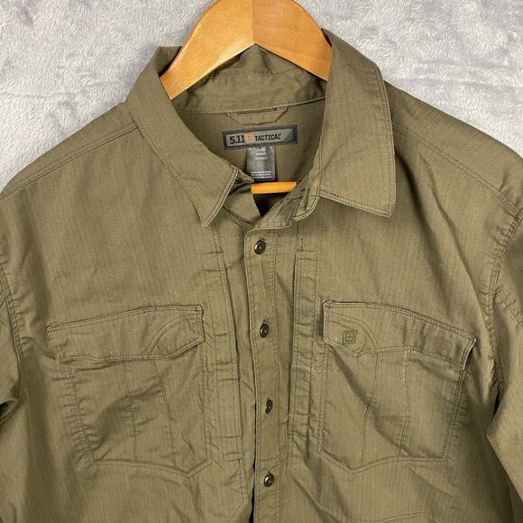 5.11 Tactical TacLite Professional Long Sleeve Shirt Size Large Green Work - Picture 2 of 7